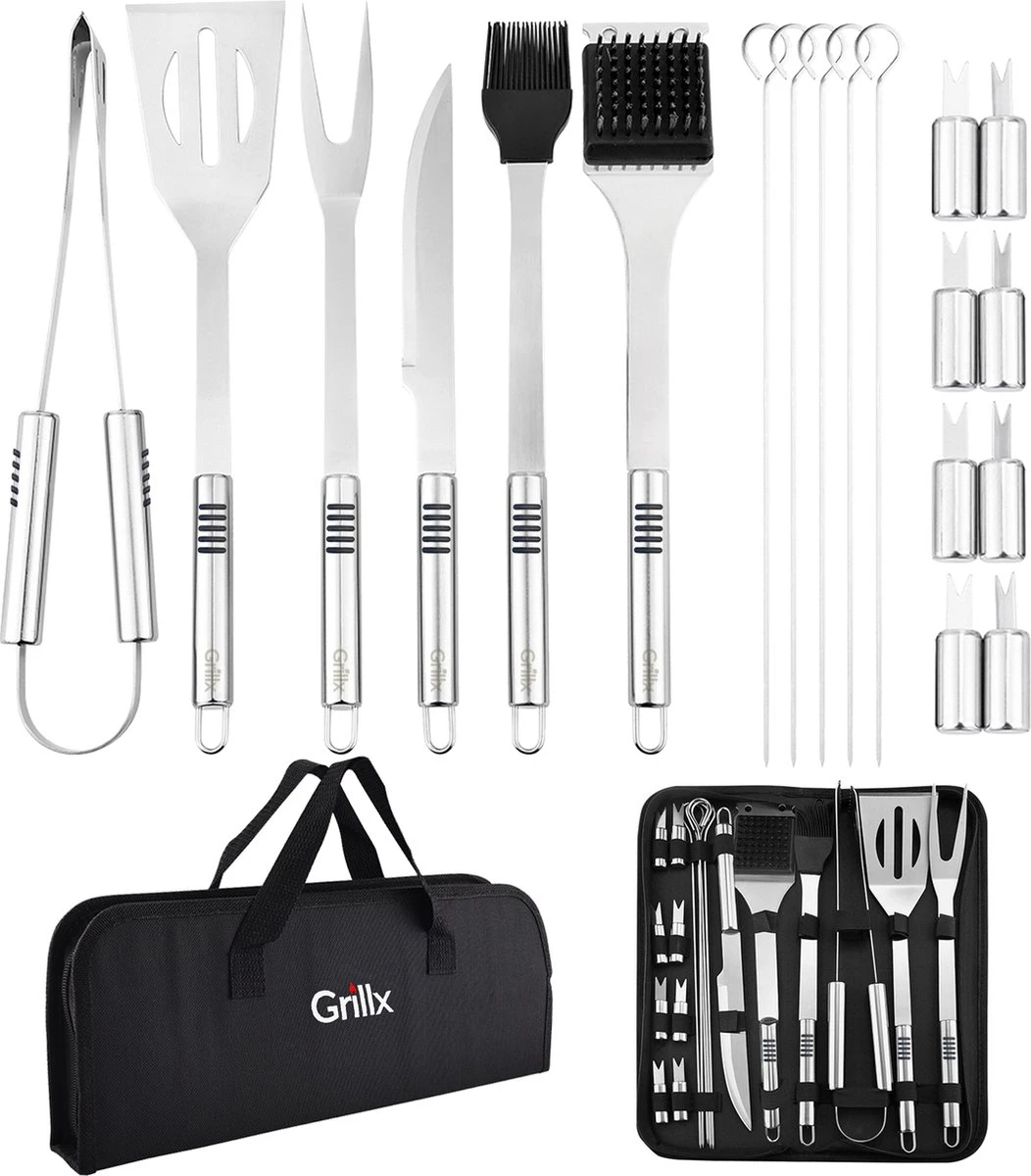 GrillX Barbecue Gereedschap Set - 19-delig - Inclusief Luxe Draagtas - BBQ Accesoires - Gereedschapset 1 GrillX Barbecue Gereedschap Set - 19-delig - Inclusief Luxe Draagtas - BBQ Accesoires - Gereedschapset