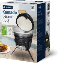 BluMill Kamado BBQ Egg - Kamado 13 Inch - Incl. Vlees Thermometer - Houtskoolbarbecues - Zwart - Ø 27cm -Optimaal Barbecue Winkel 1090x1200