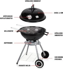 BBQ Collection Houtskoolbarbecue - Kogelbarbecue 45 X 60 Centimeter - Ronde Barbecue - Barbecue Op Wielen - Zwart - Metaal -Optimaal Barbecue Winkel 1098x1200