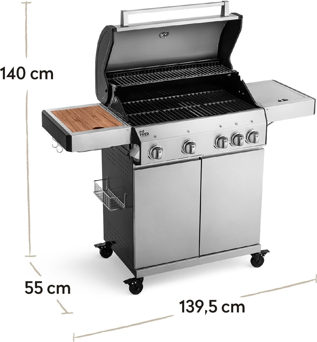 Burnhard Gas BBQ Big FRED Deluxe - 4 Branders - Incl. Keramische Infraroodbrander & Afdekhoes - Deluxe 3 Burnhard Gas BBQ Big FRED Deluxe - 4 Branders - Incl. Keramische Infraroodbrander & Afdekhoes - Deluxe - Afbeelding 3