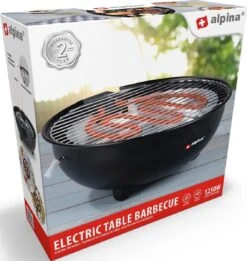 Alpina Elektrische BBQ - Tafel-Barbecue - Geen Rook - Binnen Barbecueën - 1250W - Ø 30 Cm - Zwart -Optimaal Barbecue Winkel 1137x1200 1