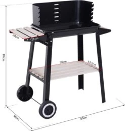 Verrijdbare Barbecue – Houtskool/Briketten - Verstelbare Grillplaat – Houten Tafel – Winscherm – Gewicht 5.9kg -Optimaal Barbecue Winkel 1150x1200