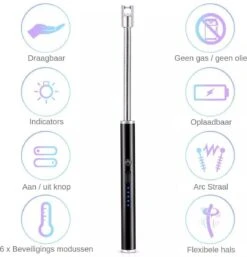 Merkloos BBQ Aansteker Oplaadbaar Met Usb Kabel - Elektrische Keuken Aansteker - Flexibele Aansteker - Zwart -Optimaal Barbecue Winkel 1155x1200