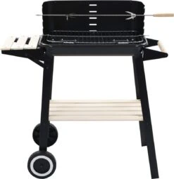 Verrijdbare Barbecue – Houtskool/Briketten - Verstelbare Grillplaat – Houten Tafel – Winscherm – Gewicht 5.9kg -Optimaal Barbecue Winkel 1161x1200
