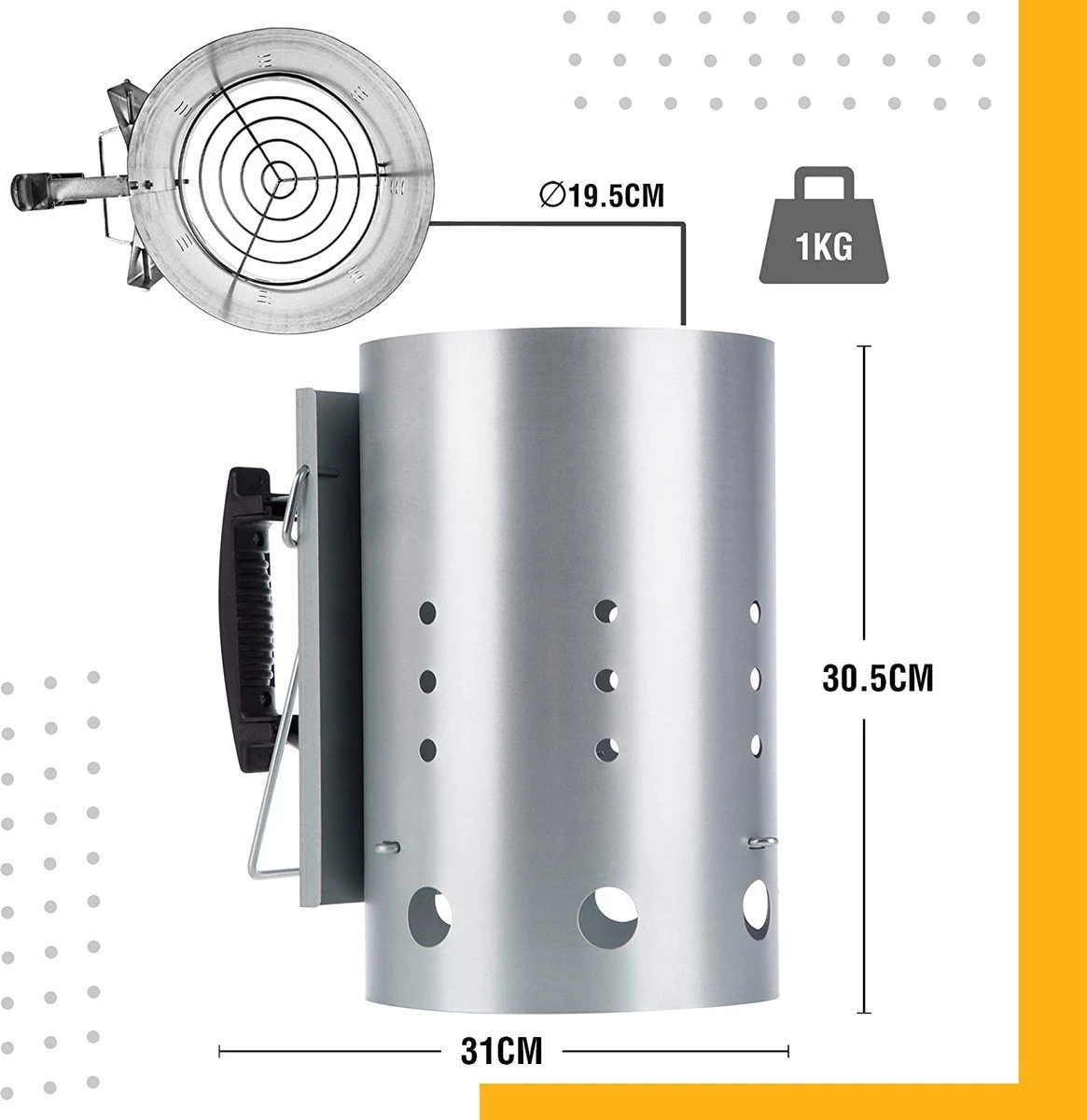 Kolen Starter GROOT - Brikettenstarter Met Veiligheidshandgreep - Snelstarter Voor Barbecue - BBQ Houtskool Starter 6 Kolen Starter GROOT - Brikettenstarter Met Veiligheidshandgreep - Snelstarter Voor Barbecue - BBQ Houtskool Starter - Afbeelding 6