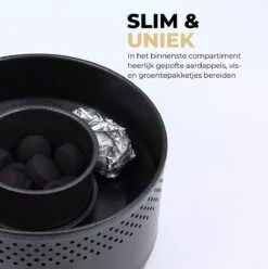 Ozocozy BBQ-ONE Houtskool Tafelbarbecue - Ø30 Cm- Zwart - Incl. Draagtas, Siliconen Bakkwast En RVS-Barbecuetang -Optimaal Barbecue Winkel 1197x1200