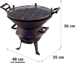 Potkachel Houtskoolbarbecue - 35 Cm - Gietijzer -Optimaal Barbecue Winkel 1200x1000