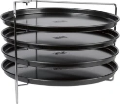 Pizza - Pizzarek - Pizza Oven - Zenker - Pizzabakset - 5 Delige Set Voor 4 Pizza's - Ø 28,5 Cm - Antiaanbaklaag Van ILAG® - Pizzaplaat - Pizza