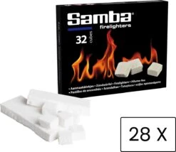 Samba Aanmaakblokjes Wit - Kerosine - 896 Stuks - Omdoos -Optimaal Barbecue Winkel 1200x1038