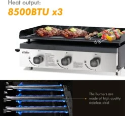 Bighorn Plancha Grill - Gasbarbecue – Tabletop – Draagbaar – 3 Branders -Optimaal Barbecue Winkel 1200x1118