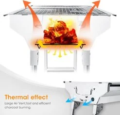 Uten - Houtskoolbarbecue - Opvouwbare Barbecue - Houtskoolbarbecues - Draagbare Camping Barbecue - 430 Roestvrij Staal Grill BBQ - 5-10 Persoon Tuin Buitenfeest - Zilver -Optimaal Barbecue Winkel 1200x1152