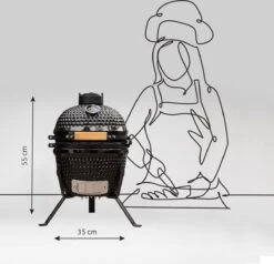 BluMill Kamado BBQ Egg - Kamado 13 Inch - Incl. Vlees Thermometer - Houtskoolbarbecues - Zwart - Ø 27cm -Optimaal Barbecue Winkel 1200x1156