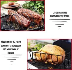 Rednas Sparerib Rek Bbq - Incl. Bakkwast - Bbq Rek - Bbq Accessoires - Rib Rack - Kiphouder - Bbq Gereedschap -Optimaal Barbecue Winkel 1200x1171 2