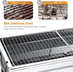 Uten - Houtskoolbarbecue - Opvouwbare Barbecue - Houtskoolbarbecues - Draagbare Camping Barbecue - 430 Roestvrij Staal Grill BBQ - 5-10 Persoon Tuin Buitenfeest - Zilver -Optimaal Barbecue Winkel 1200x1184