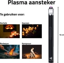 Oplaadbare Lange Elektrische Aansteker - Duurzame Plasma Aansteker - Inclusief Cadeauverpakking - BBQ - Kaarsen - Zwart -Optimaal Barbecue Winkel 1200x1187 11