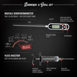 Mountain Jack® 40-Delige Luxe BBQ Grill Accessoires Set In Roestvrij Staal – Barbecue Gereedschap – Tangenset, Vlees Thermometer, Vleestang, Borstel, Spiezen, Vleesmes, Vleesvork -Optimaal Barbecue Winkel 1200x1199 7