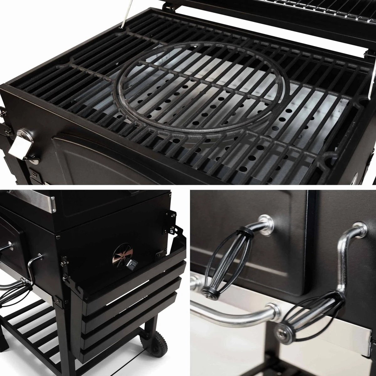 Alice's Garden Houtskool BBQ Bernard - Smoker - Verstelbare Houtskoolbak - Zwart 8 Alice's Garden Houtskool BBQ Bernard - Smoker - Verstelbare Houtskoolbak - Zwart - Afbeelding 8