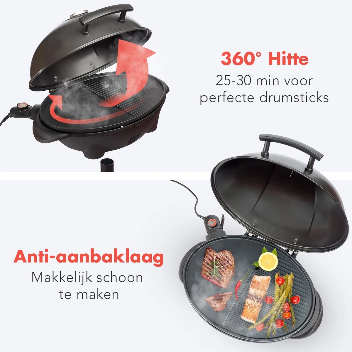 KitchenBrothers Elektrische BBQ - Met Grillplaat - Anti-aanbaklaag - Incl. Plank/Houders - Grilloppervlak 46,5x33,8cm - Tot 300°C - 2400W - Zwart 5 KitchenBrothers Elektrische BBQ - Met Grillplaat - Anti-aanbaklaag - Incl. Plank/Houders - Grilloppervlak 46,5x33,8cm - Tot 300°C - 2400W - Zwart - Afbeelding 5