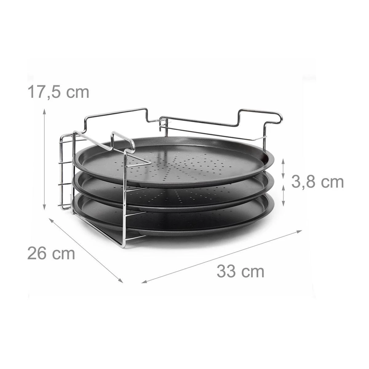 Relaxdays 3 Pizaplaten Met Pizzarek, Pizza Bakplaat Rond 33 Cm, Pizzaplaat 3stuk 4 Relaxdays 3 Pizaplaten Met Pizzarek, Pizza Bakplaat Rond 33 Cm, Pizzaplaat 3stuk - Afbeelding 4