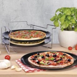 Merkloos Pizzaplaat Bakset Met 3 Bakplaten 16 X 31 Cm- Pizza Rek 3-delig - Pizzabakset Met Standaard/rek -Optimaal Barbecue Winkel 1200x1200 322