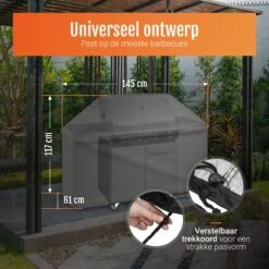 GrillX Barbecue Hoes - 145 X 61 X 117cm - BBQ Hoes Waterdicht - Beschermhoes Inclusief Trekkoord - BBQ Accesoires -Optimaal Barbecue Winkel 1200x1200 334