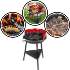 Houtskoolbarbecue Ø33 Cm | Verstelbare Grill BBQ | Halfopen | Zwart / Rood -Optimaal Barbecue Winkel 1200x1200 39