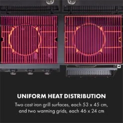 Klarstein Kingsville Double Barbecue - Houtskool- En Gasbarbecue - Smoker BBQ - Inclusief Deksels En Thermometer - Met 2 Roosters - Zwart -Optimaal Barbecue Winkel 1200x1200 48