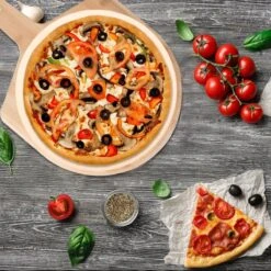 MaxxHome Pizzasteen - BBQ Steen - Maximum Te Verhitten Tot 600 Graden - ⌀33 - Incl. Houten Schep -Optimaal Barbecue Winkel 1200x1200 504