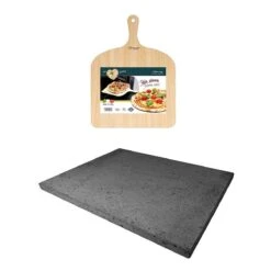 ETNA Pizza Set - Grote Pizzasteen & GRATIS Pizzaschep - 30 Cm X 38 Cm - Echt Italiaanse Pizzasteen - Broodbaksteen - BBQ Pizzasteen - Gemaakt Van Lavasteen Uit De Etna - Non-stick - Eppicotispai -Optimaal Barbecue Winkel 1200x1200 527