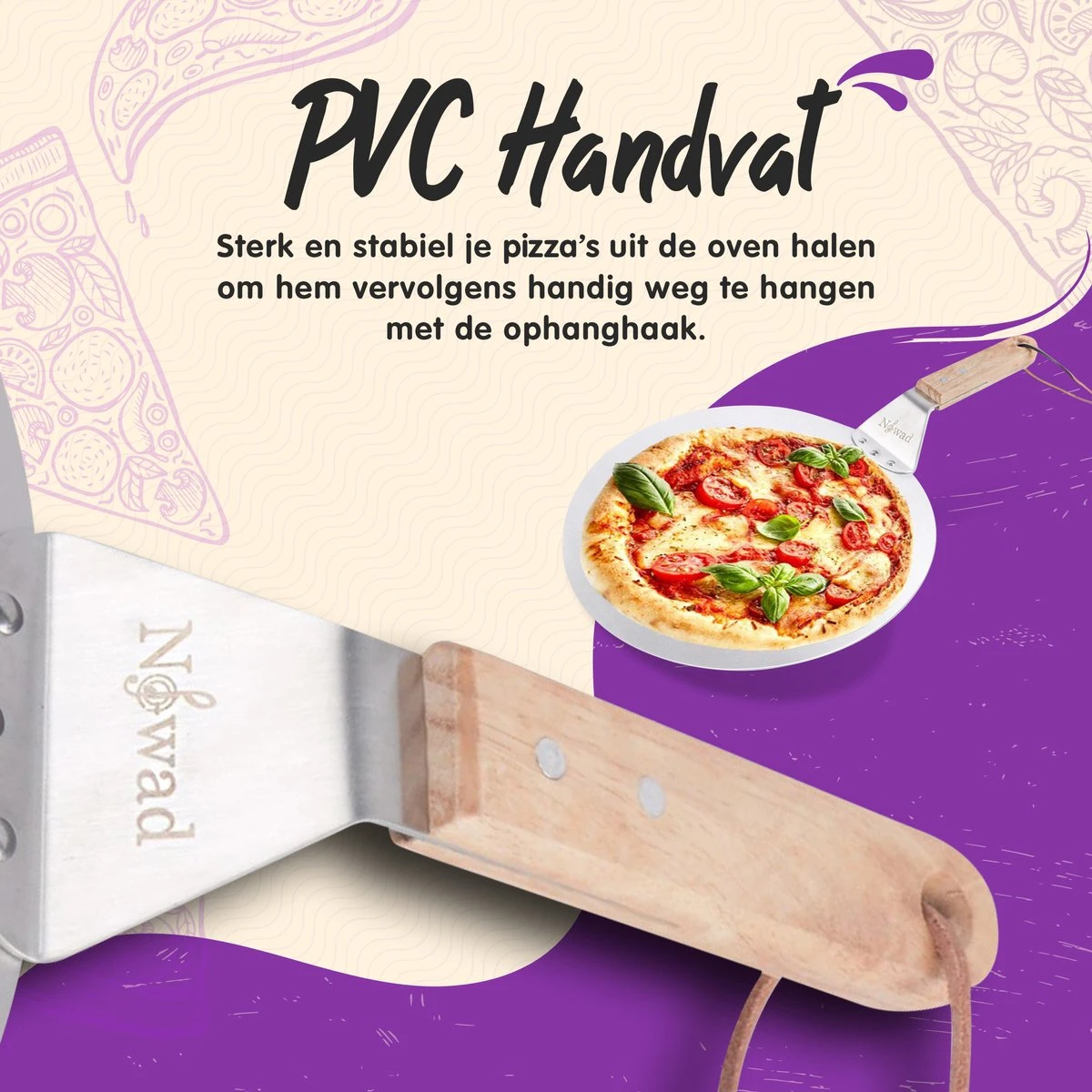 Nowad Pizzaschep RVS Rond Voor BBQ En Oven - 30,5 Cm - Pizzaspatel - Taartschep - Houten Handvat - Ophangbaar - Rond - Vaatwasbestendig - Keukenaccessoires 8 Nowad Pizzaschep RVS Rond Voor BBQ En Oven - 30,5 Cm - Pizzaspatel - Taartschep - Houten Handvat - Ophangbaar - Rond - Vaatwasbestendig - Keukenaccessoires - Afbeelding 8
