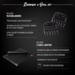 Mountain Jack® 40-Delige Luxe BBQ Grill Accessoires Set In Roestvrij Staal – Barbecue Gereedschap – Tangenset, Vlees Thermometer, Vleestang, Borstel, Spiezen, Vleesmes, Vleesvork -Optimaal Barbecue Winkel 1200x1200 629