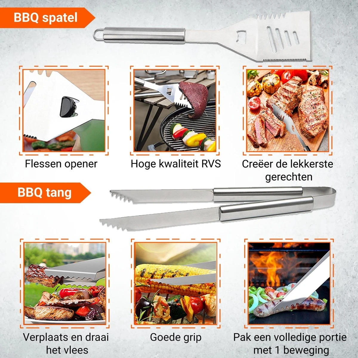 BBQ Accesoires Gereedschapset Koffer Set Tang Borstel Schort Barbecue Dagdeals - Chef Cook BBQ Accessoires Set 6 BBQ Accesoires Gereedschapset Koffer Set Tang Borstel Schort Barbecue Dagdeals - Chef Cook BBQ Accessoires Set - Afbeelding 6