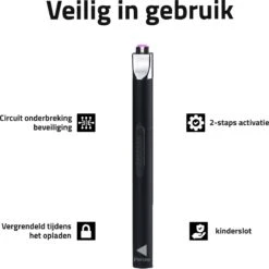 Oplaadbare Lange Elektrische Aansteker - Duurzame Plasma Aansteker - Inclusief Cadeauverpakking - BBQ - Kaarsen - Zwart -Optimaal Barbecue Winkel 1200x1200 842