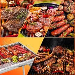Uten - Houtskoolbarbecue - Opvouwbare Barbecue - Houtskoolbarbecues - Draagbare Camping Barbecue - 430 Roestvrij Staal Grill BBQ - 5-10 Persoon Tuin Buitenfeest - Zilver -Optimaal Barbecue Winkel 1200x1200 93