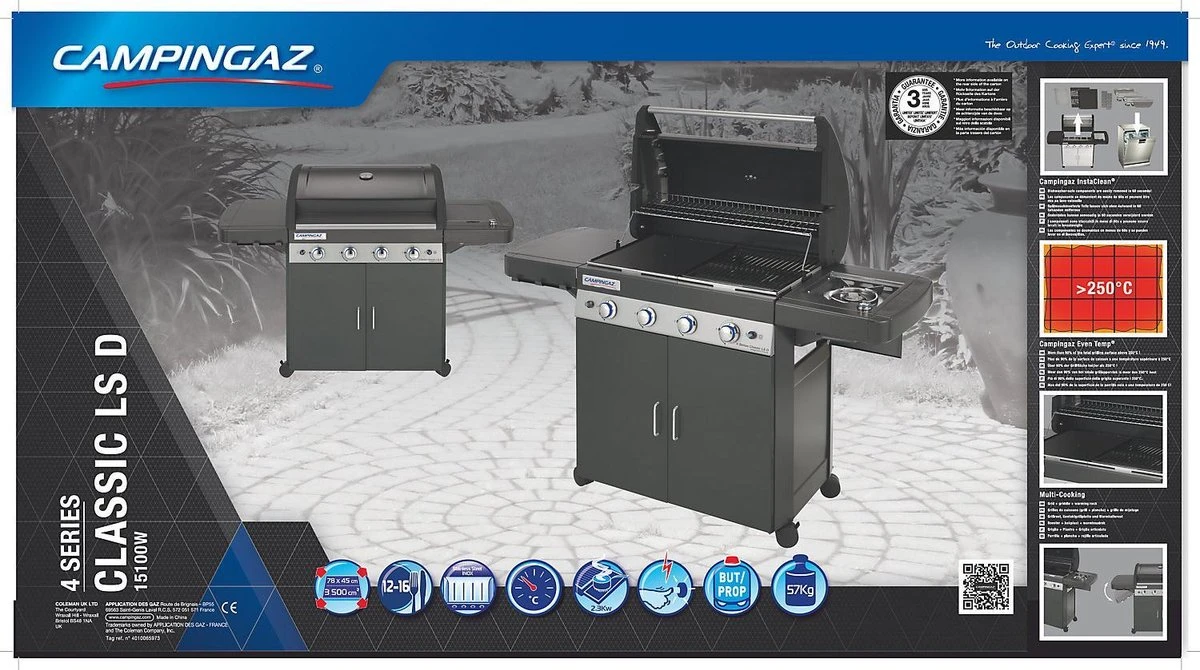 Campingaz 4 Series Classic LS Gasbarbecue - 4 Branders - Zwart - BBQ 4 Campingaz 4 Series Classic LS Gasbarbecue - 4 Branders - Zwart - BBQ - Afbeelding 4