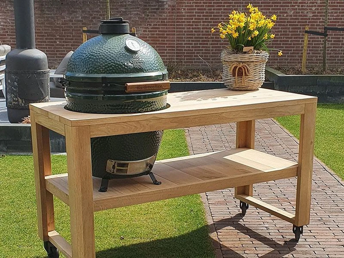 BBQ Tafel - Geschikt Voor Big Green Large/Bastard Large/Bastard Large Urban/Yakiniku 19 Inch/Monolith Large - Eikenhout - 87 Cm 3 BBQ Tafel - Geschikt Voor Big Green Large/Bastard Large/Bastard Large Urban/Yakiniku 19 Inch/Monolith Large - Eikenhout - 87 Cm - Afbeelding 3