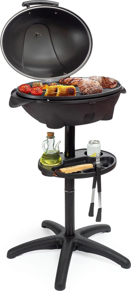 KitchenBrothers Elektrische BBQ - Met Grillplaat - Anti-aanbaklaag - Incl. Plank/Houders - Grilloppervlak 46,5x33,8cm - Tot 300°C - 2400W - Zwart 1 KitchenBrothers Elektrische BBQ - Met Grillplaat - Anti-aanbaklaag - Incl. Plank/Houders - Grilloppervlak 46,5x33,8cm - Tot 300°C - 2400W - Zwart