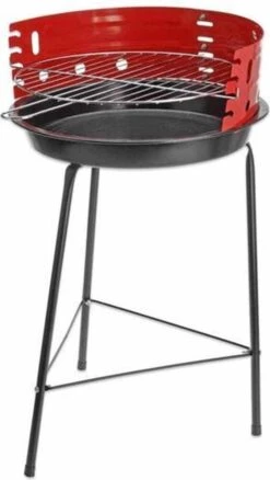 Houtskoolbarbecue Ø33 Cm | Verstelbare Grill BBQ | Halfopen | Zwart / Rood -Optimaal Barbecue Winkel 676x1200