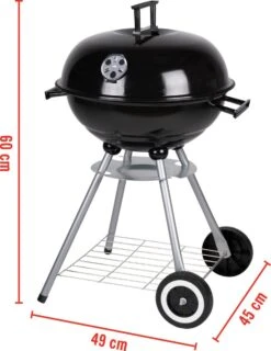 BBQ Collection Houtskoolbarbecue - Kogelbarbecue 45 X 60 Centimeter - Ronde Barbecue - Barbecue Op Wielen - Zwart - Metaal -Optimaal Barbecue Winkel 925x1200