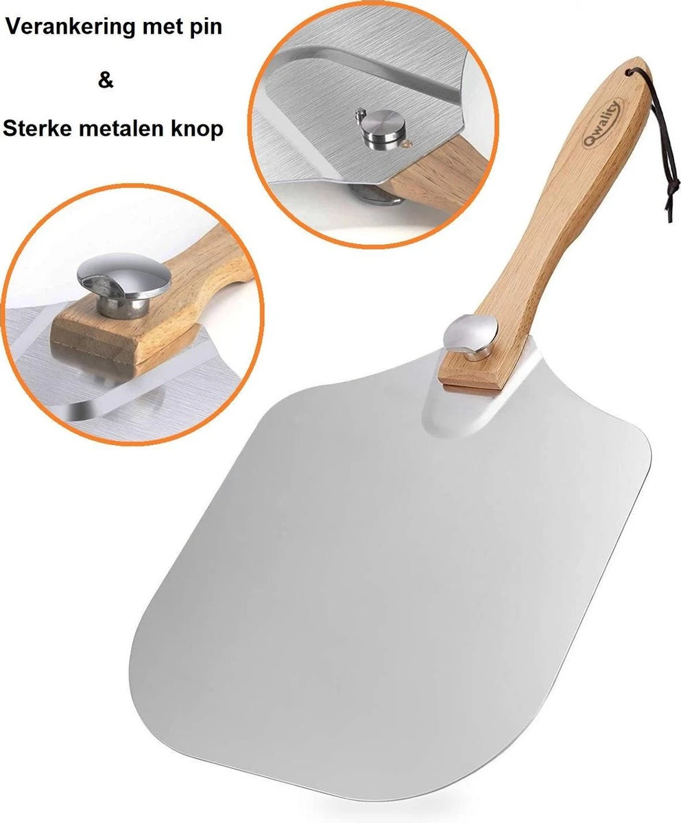 Pizzaschep – Inclusief Pizzasnijder – Opvouwbaar – Pizzaspatel – Pizza Schep – Taartschep – 30cm - Qwality 2 Pizzaschep – Inclusief Pizzasnijder – Opvouwbaar – Pizzaspatel – Pizza Schep – Taartschep – 30cm - Qwality - Afbeelding 2